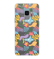 Samsung Galaxy S9 ile Uyumlu 1mm Kapak Memphis Desen Tasarımlı Şeffaf Silikon Kılıf