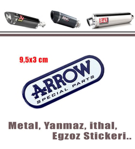Egzoz Yanmaz Metal Sticker Arrow Beyaz