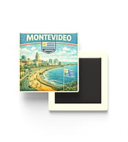 Retro Uruguay Montevideo Şehri Temalı Vintage Buzdolap Magneti – 9x9 cm