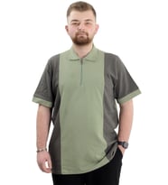 Mode XL Büyük Beden Erkek T-Shirt Polo Yaka Renk Bloklu U24327 Çağla