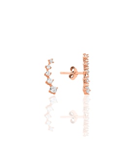 Gümüş rose zirkon taşlı beş taşlı vidalı küpe SGTL12552ROSE