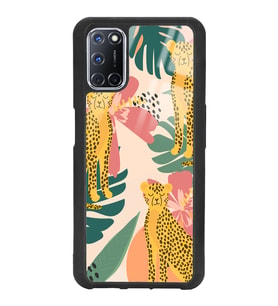 Oppo A72 Uyumlu Çiçekli Leopar Tasarımlı Glossy Telefon Kılıfı