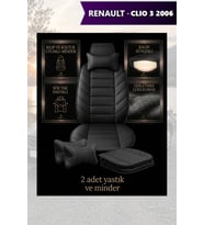 renault clio 3 2006 Koltuk ve Kılıf uyumlu Siyah Yastık Minder Lüks 2 Minder 2 Yastık