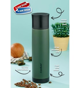 Cooker CKR2063 Soldier Çelik 0,75 Lt Termos Yeşil-Siyah (Gri)