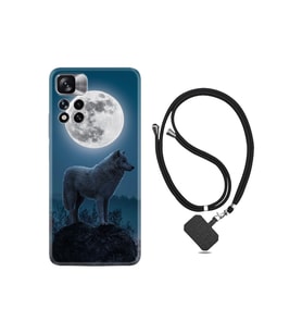 Xiaomi Redmi Note 11 Pro 5g Kılıf Ipli Boyun Askılı Desenli Silikon Moon Wolf 1820