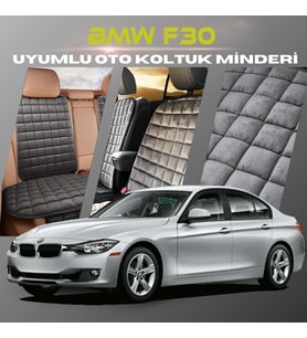 Bmw F30 Antrasit Renk Tay Tüyü Cepli & Terletmez Sırtlı Oto Koltuk Minder Seti - Koltuk Koruma Kılıfı (ÖN & ARKA TAM SET)