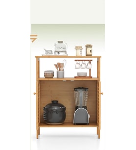 ÇOK AMAÇLI DOLAP AHŞAP BAMBU ORGANİZER RAFLI 66X33X85CM (5680)