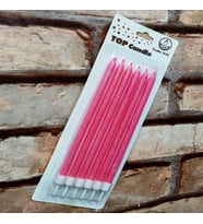 PİNK BIRTHDAY CANDLE VIP UZUN PARLAK METALİK SİMLİ PEMBE PASTA MUMU 6 ADET PEMBE DOĞUM GÜNÜ MUMU