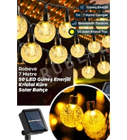 7 Metre 50 LED Güneş Enerjili Kristal Küre Solar Bahçe Aydınlatması Güneş Enerjili Aydınlatma