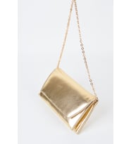 Kadın Gold Rugan Zarf Tasarım 2 Bölmeli Mini Zincir Askılı Çıt Çıt Kapama Clutch Ve El Çantası