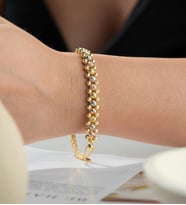 925 Ayar Gümüş Renkli Dorika Top Detaylı Kadın Bileklik