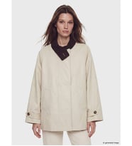 LCW Modest Bej Asimetrik Gömlek Yaka Oversize Kadın Trençkot