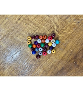 32 ADET RENKLİ BAMBU DELİKLİ TAKI BONCUĞU 1 CM