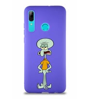 Huawei P Smart 2019 Soft Premier Kapak Squidward Dokunaç Tasarımlı Silikon Kılıf - Mor (Şeffaf)