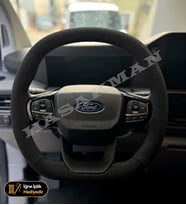 Ford Tourneo Custom Dikme Direksiyon Kılıfı Alcantara Süet Monza Black Trend-Deluxe-Limited-Titanium 2024-2026