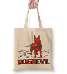 DogDevil Pug Köpek Bez Çanta Uzun Saplı