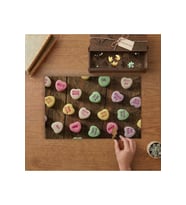 Kalp Şeklinde Şekerler Tasarımı 240 parça Ahşap Puzzle Ahşap Kutuda MP03428