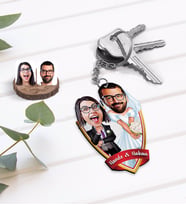 BK Gift Kişiye Özel İsimli Sevgililer Karikatürlü Ahşap Anahtarlık-16
