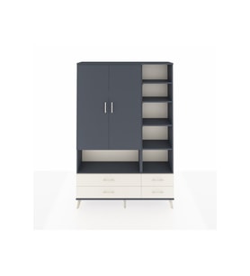 Arges Dolap 10 Raflı 4 Çekmeceli 2 Kapaklı 132x30x195 Antrasit-Antrasit/Aytaşı