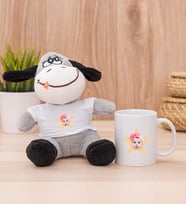 Kişiye Özel Pembe Yıldız Kafa Fotoğraflı Peluş Eşek ve Beyaz Kupa