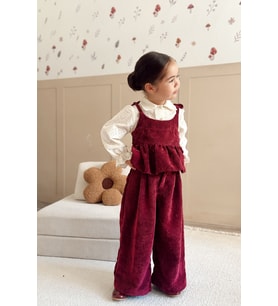 Kadife 3'lü Takım Gömlek Bluz Pantolon Bordo
