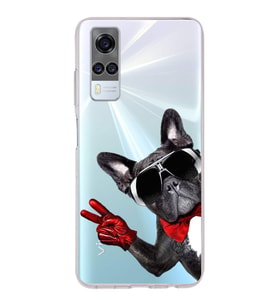 PrintiFy Vivo Y51 2020 ile Uyumlu 1mm Slim Fit Köpek 2 050e Baskılı Şeffaf  Kılıf