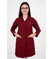 Deniz Iş Kıyafetleri Kadın Alpaka Kumaş Bordo Iş Önlüğü