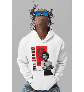 Tasarım Bruce Lee Dövüşçü Baskılı Unisex Oversize Hoodie