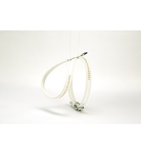 Taşlı Deri Göğüs Tasması 1,2 X 21-30 Cm Beyaz