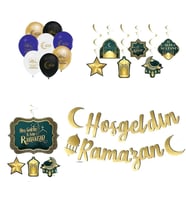  Ramazan Süsleri 6'lı tavan süsü,11 ayın sultanı banner ve hoşgeldin ramazan yazı ve Balon-