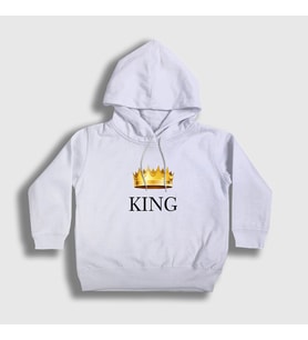 Presmono Unisex Çocuk Beyaz King Kral Kapüşonlu Sweatshirt 381302tt (Beyaz)