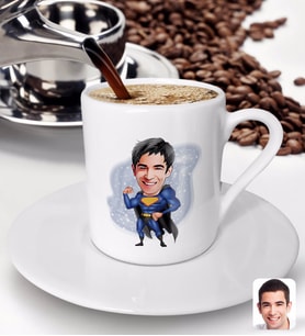 BK Gift Kişiye Özel Erkek Süper Kahraman Karikatürlü Türk Kahvesi Fincanı-7