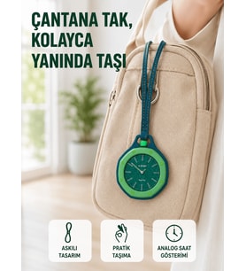 Askılı Analog Saat Pantolon Kemer ve Çanta Aksesuarı Yeşil