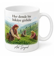 Çay Toplama Temalı Rize Kupası Özel Baskılı Porselen Kupa Bardak Hediye