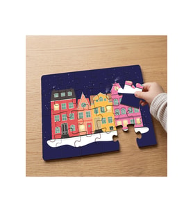 Renkli Binalar Tasarımlı 24 Parça Ahşap Çocuk Puzzle MPK0769