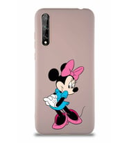 Huawei Y8P Soft Premier Kapak Minnie Mouse-F Tasarımlı Silikon Kılıf - Pudra (Şeffaf)