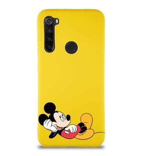 Xiaomi Redmi Note 8 Soft Premier Kapak Mickey Mouse-F Tasarımlı Silikon Kılıf - Sarı (Şeffaf)