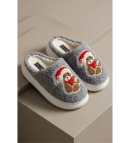 Unisex Ultra Hafif Yumuşak Peluş Kaymaz Taban Anne Çocuk Misafir Ayıcık Desenli Ev Terliği 5808