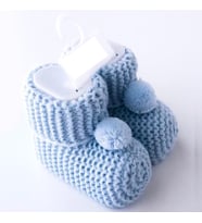 Babywell Bebe Ponponlu Triko Bebek Patik 3000 (Mavi)