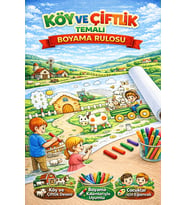 Haydi Dekor 45 cm Dev Köy Hayatı Boyama Rulosu – 4 Metre Uzunlukta Dev Boyama Kağıdı Çiftlik Hayvanları ve Köy Temalı Boyama Posteri  Anaokulu, Kreş ve Ev Kullanımı Için Eğlenceli Boyama Set