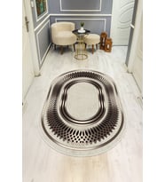 Modern Desenli Oval Dijital Baskı Kaymaz Taban Halı H0361