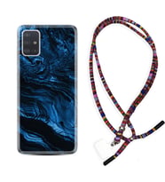 Samsung a71 A72 A73 A7 A9 2018 C7 C9 Kılıf Boyun Asklı Rasta Silikon Blue MArble 1379