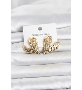 316L Çelik Gold Renk Kalp Model Kadın Küpe 5886 - SSSSSS3206-1139