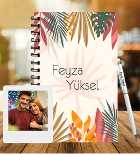 Kişiye Özel Ahşap Defter Kalem & Instagram Çerçeve Hediye Seti