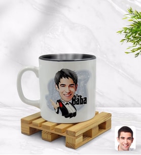 BK Gift Kişiye Özel Baba Godfather Karikatürlü İçi Siyah Renkli Kupa Bardak Model 2