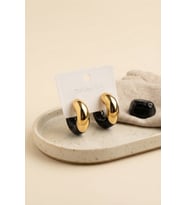 316L Çelik Gold Renk Siyah Halka Model Kadın Küpe TJ-BKP12033
