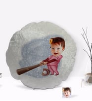 BK Gift Kişiye Özel Bebek Karikatürlü Yuvarlak Dekoratif Kırlent Yastık-7
