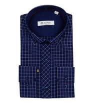Erkek Slim Fit Gömlek Ekose 9451 009451 (Lacivert)