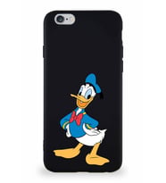 Apple iPhone 6 Soft Premier Kapak Donald Duck-C Tasarımlı Silikon Kılıf - Siyah (Şeffaf)