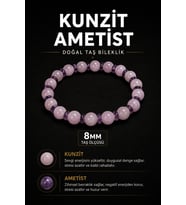 Kunzit Ametist Doğal Taş Bileklik 8 mm Osmanlı Doğal Taş